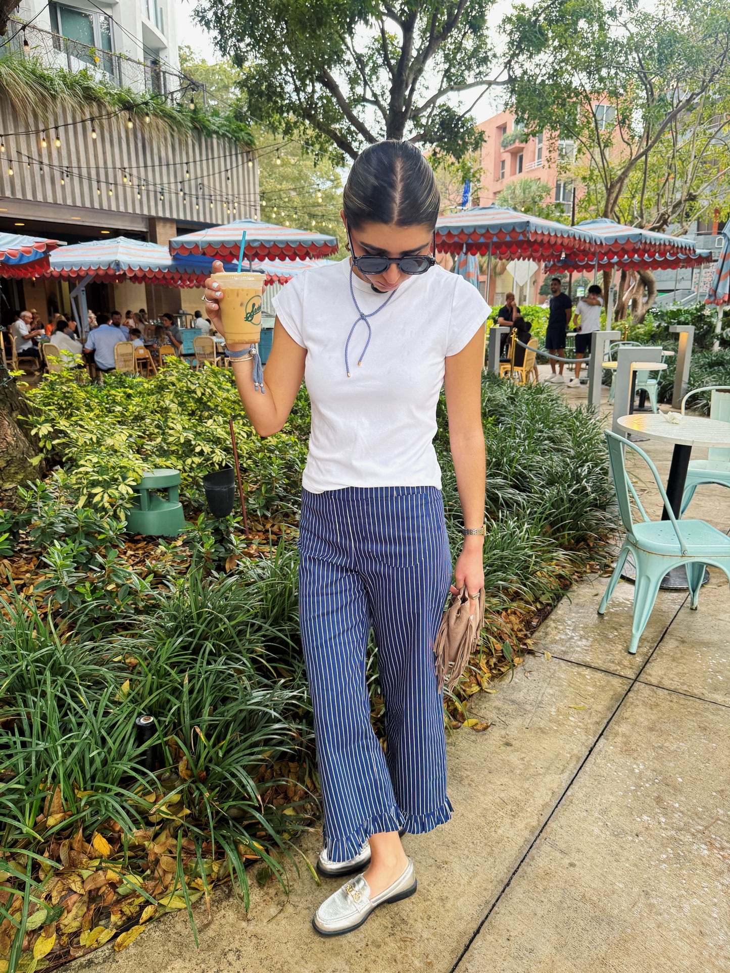 Pinstripe Ruffle Trousers