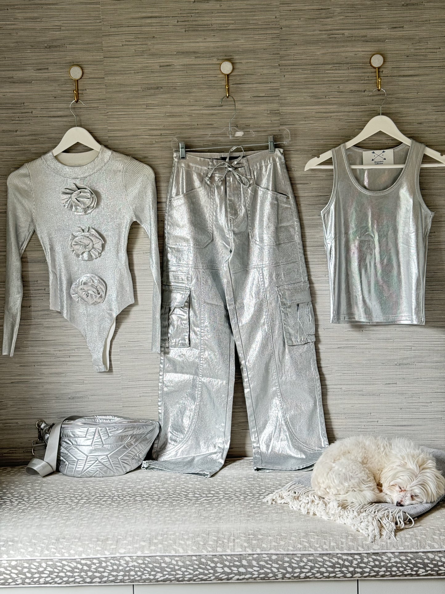 Metallic Cargo pant