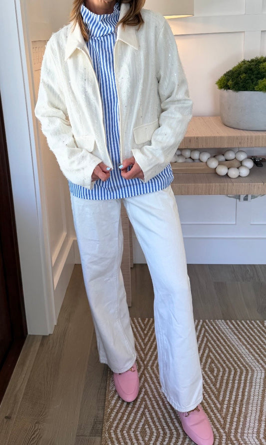 Embellished Textured Crop Jacket