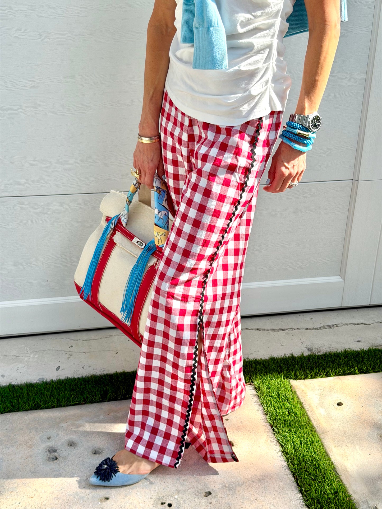Gingham Slit Pant