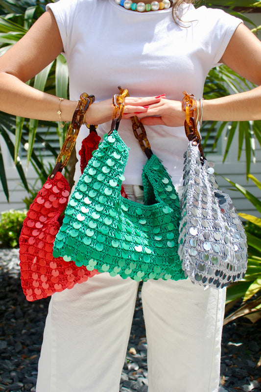 Sequin Crochet Acrylic Chain Bags