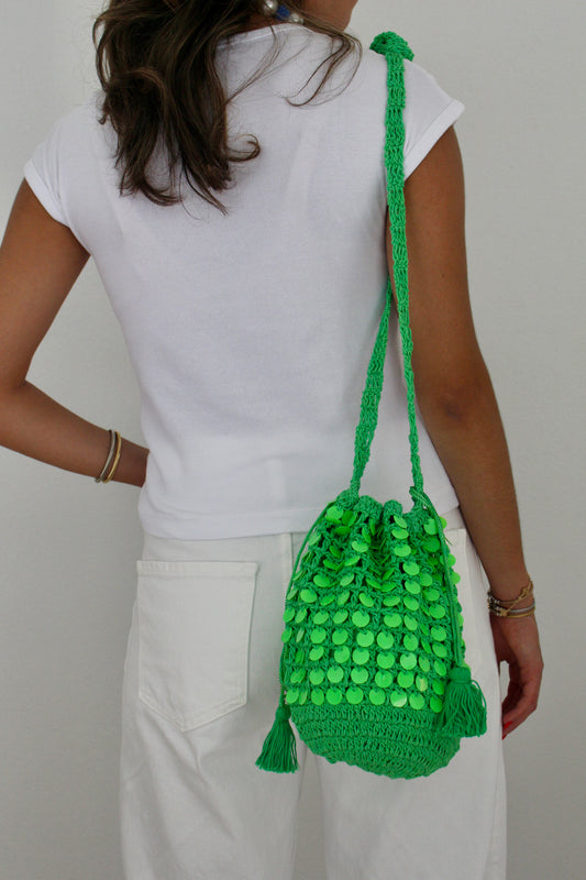 Sequin Crochet Bucket Bag