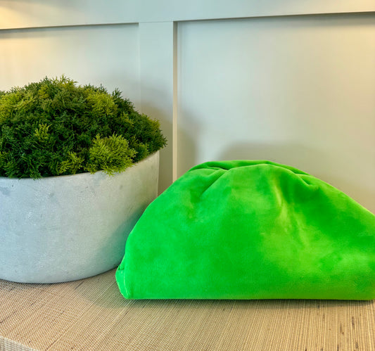 Neon Green Velour Oversized Clutch Bag
