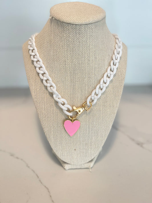 Pink Heart Chain Necklace