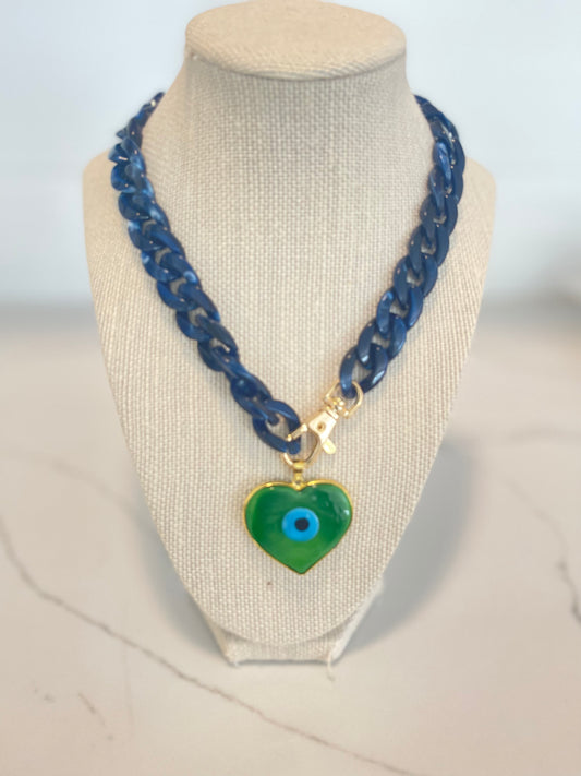 Green Evil Eye Chain Necklace