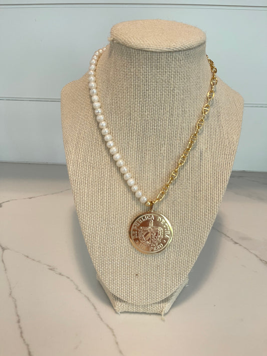 Two-sided Cuban Coin Medallion Necklace
