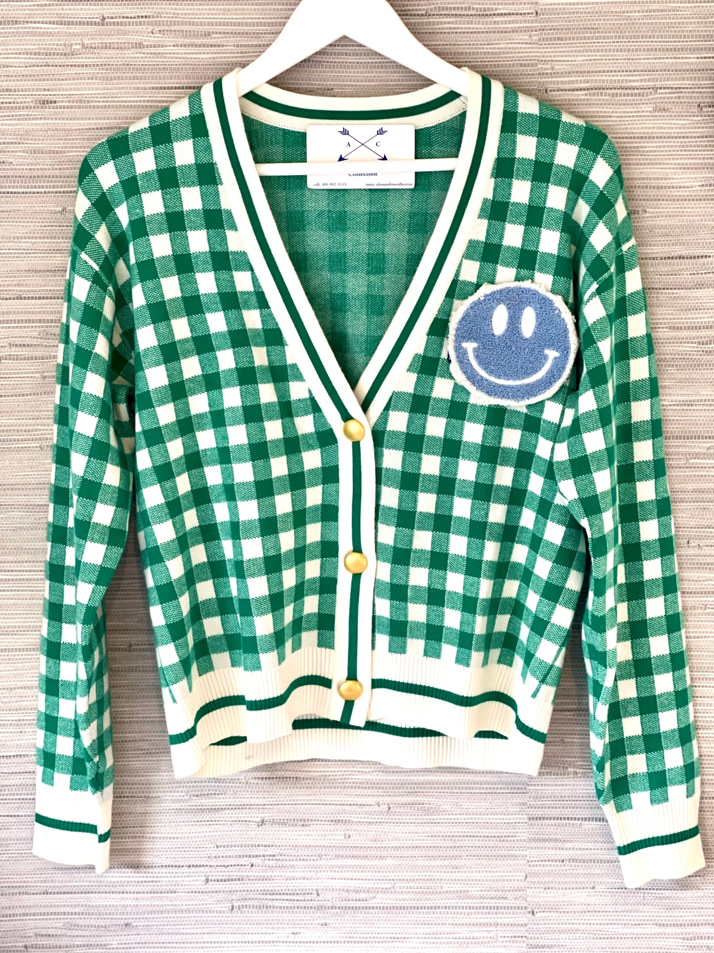 Smile Gingham Cardigan